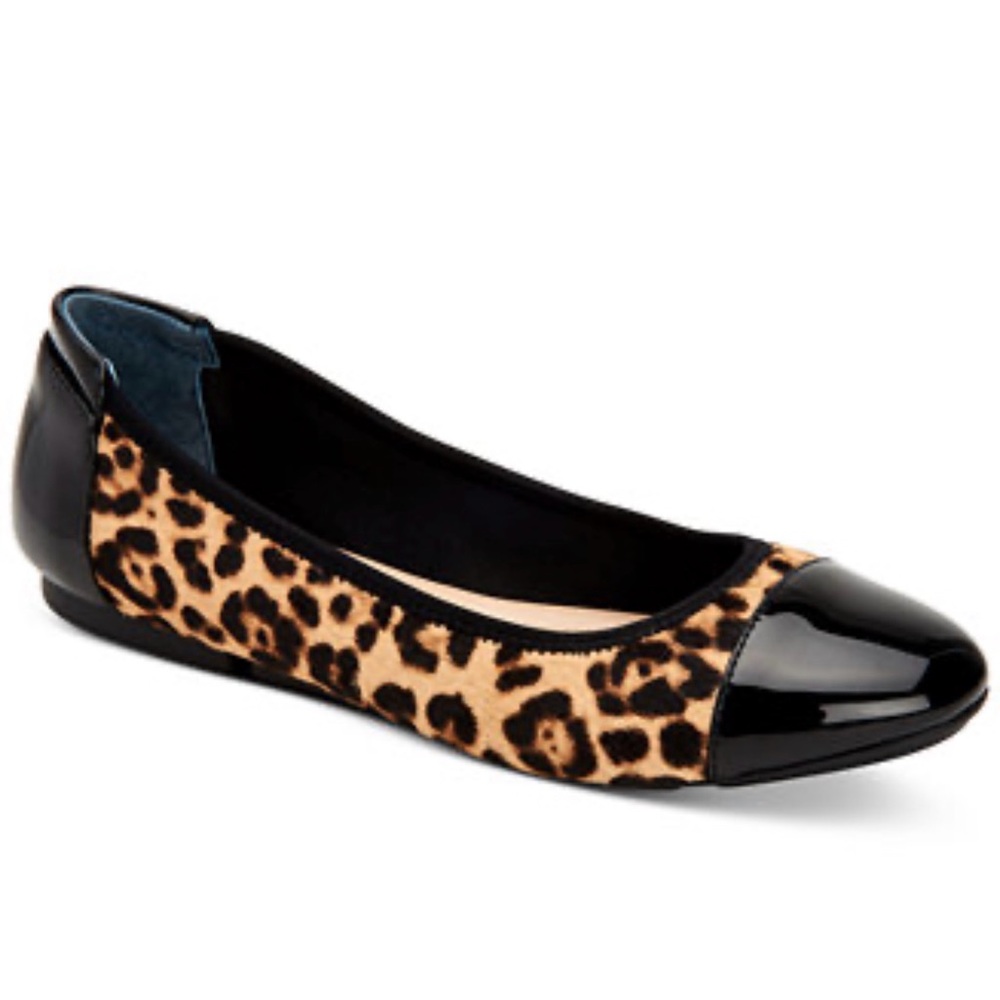 Alfani Women's Black and Leopard-Print Cap-Toe Ballet Flat